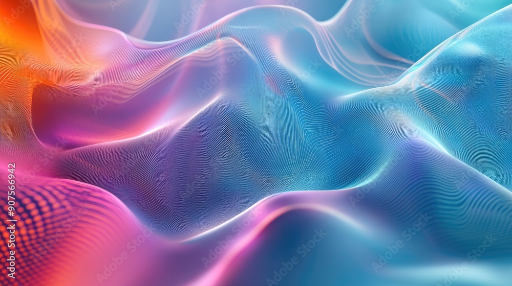 Obraz premium Futuristic abstract background with digital wavy lines and a tech-inspired color palette