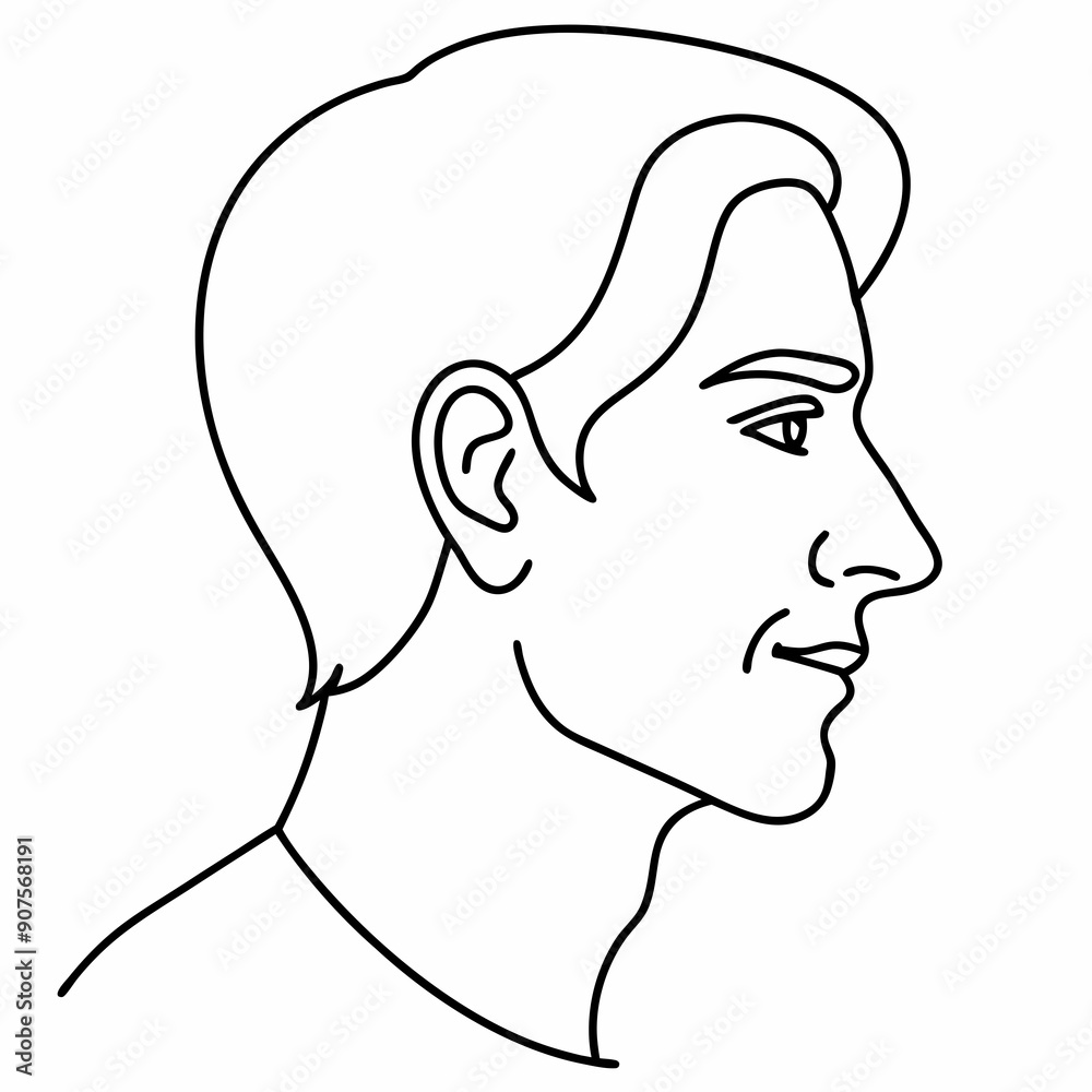 Linear Portait of Man on White Isolated Background: Vector Image of a Masculine Figure Captured in Stylish and Modern Artistic Design Linear Portait of Man on White Isolated Background: Vector Image of a Masculine Figure Captured in Stylish and Modern Artistic Design