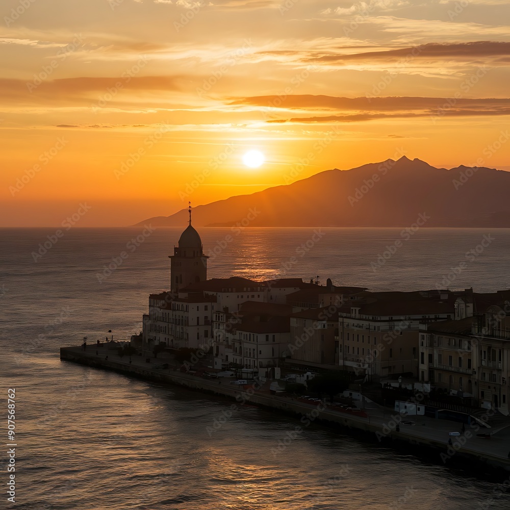 Obraz premium Cruising Through the Mediterranean: A Voyage of Sun-soaked Shores, Historic Ports, and Culinary Delights