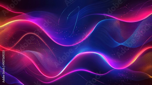 Futuristic abstract vector background with digital wavy lines and neon colors