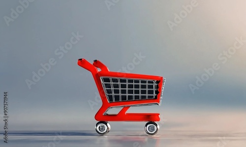 Online shopping concept - trolley cart full of presents. Black Friday and Ciber Mondey. photo