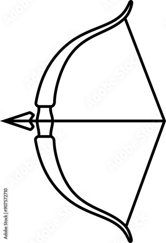 A bow with an arrow drawn in a black line