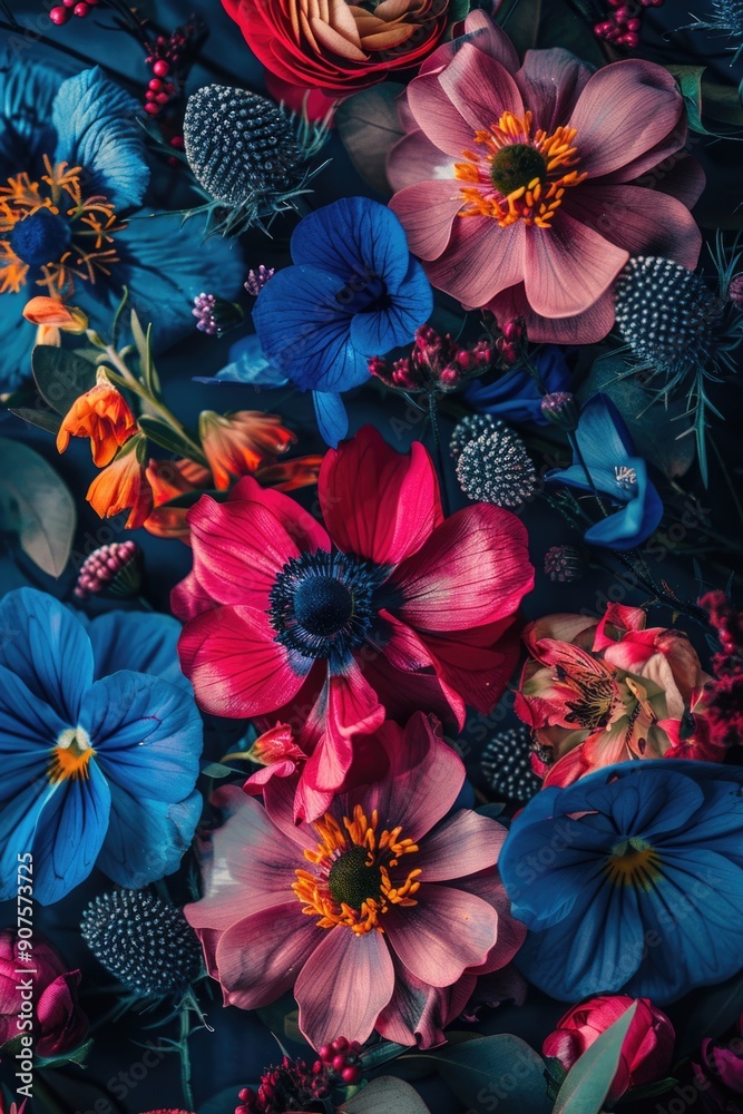 Obraz premium A detailed view of a mixed flower arrangement