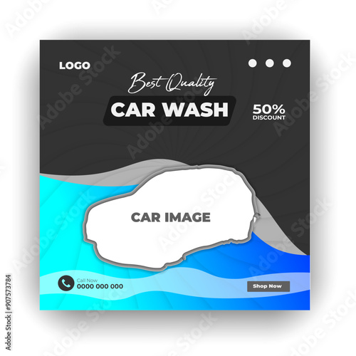 Car wash service promotional cover banner template design