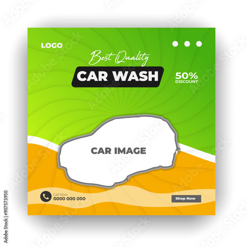 Car wash service promotional cover banner template design