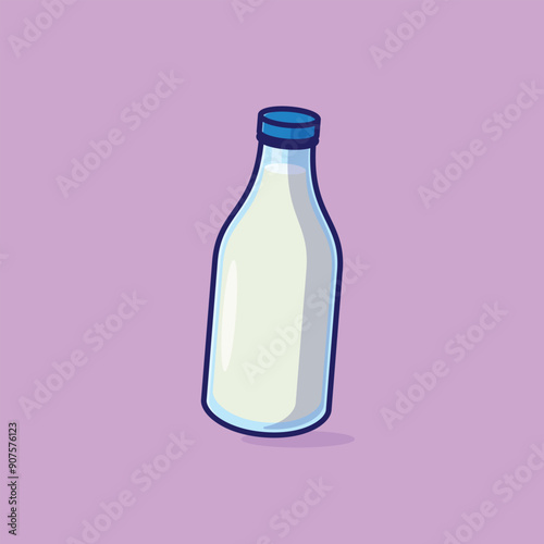 Simple bottle of fresh milk cartoon vector illustration Collection of drinks concept icon isolated