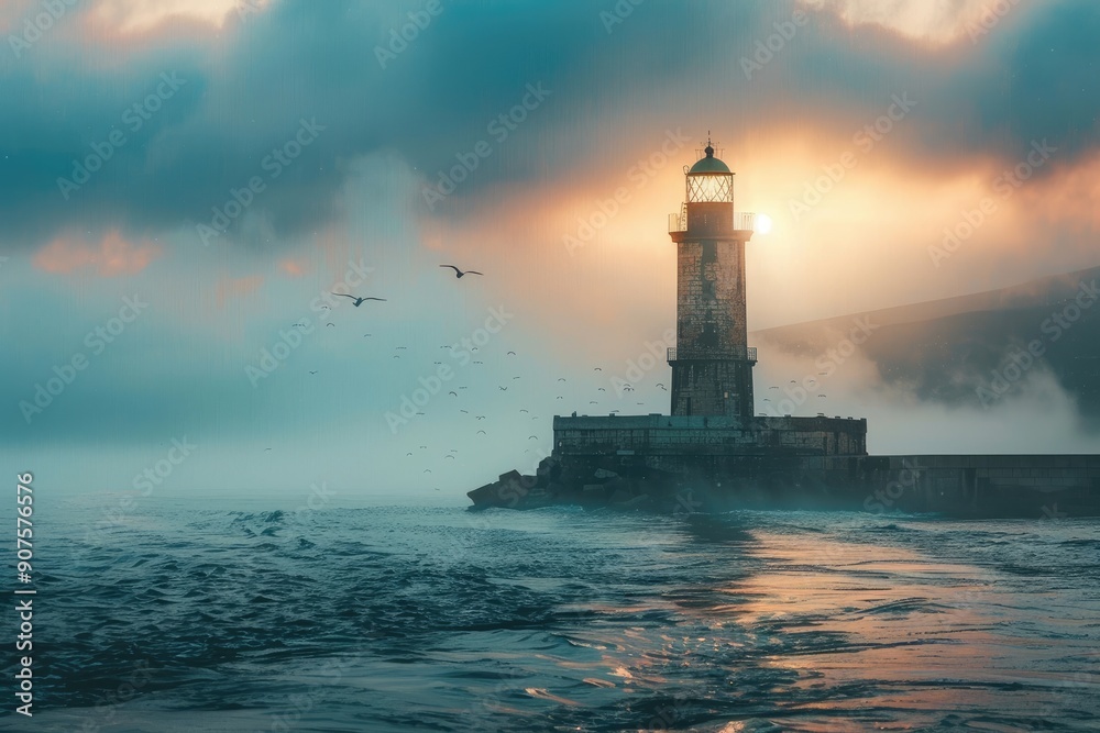 Lighthouse at sea. Nature scenery. Lighthouse at sea. Nature scenery.