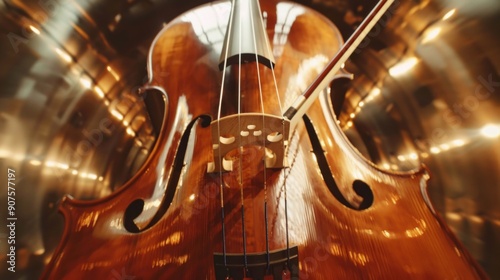 Close up of a syphony violin set. Violin strings photo