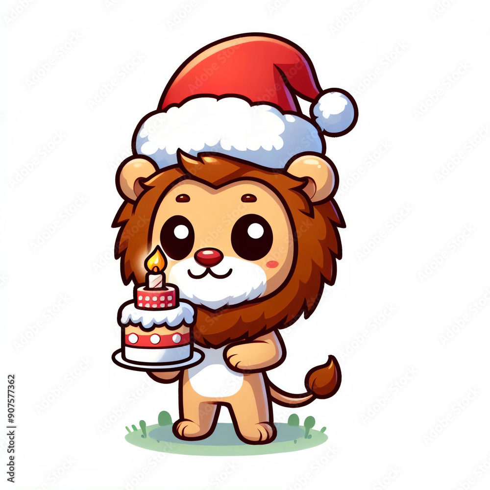 Cute lion with hat christmas Cute lion with hat christmas