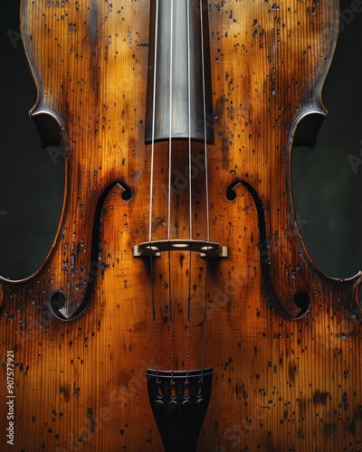 Close up of a syphony violin set. Violin strings