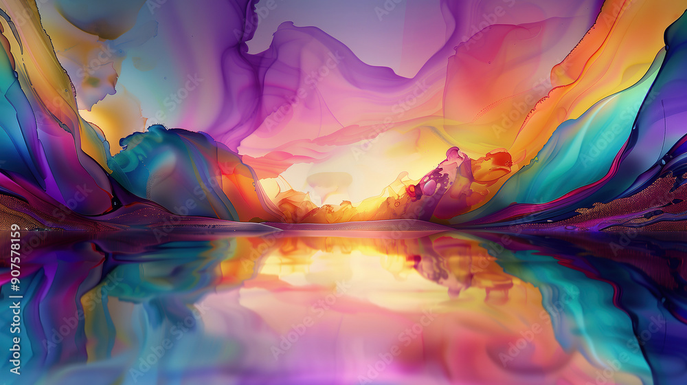 Vibrant marble ink texture background with colorful swirls and reflections Vibrant marble ink texture background with colorful swirls and reflections