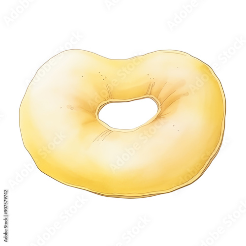 Illustration of a plain bagel with a soft, golden-brown texture. Perfect for breakfast themes or bakery-related content. photo