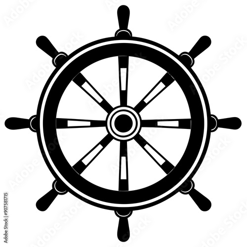 Steering wheel. Cruise ship wheel steering wheel in flat style. Vector illustration