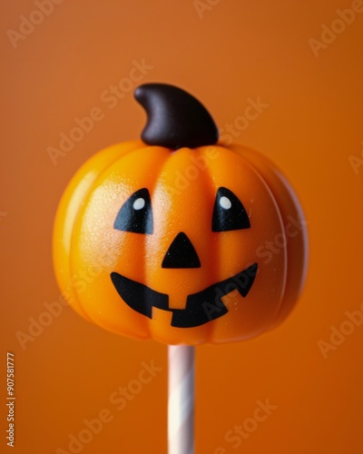 Halloween Pumpkin Cake Pop Decorated With A Smiling Face