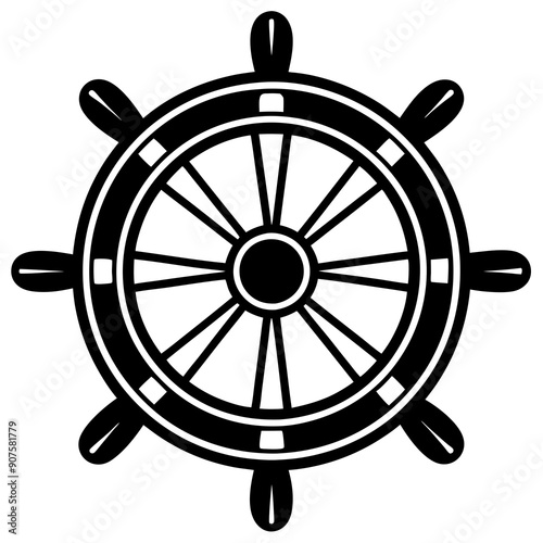 Steering wheel. Cruise ship wheel steering wheel in flat style. Vector illustration