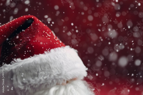 Red Winter Hat With Pom Pom Surrounded by Snowflakes in Cozy Indoor Setting