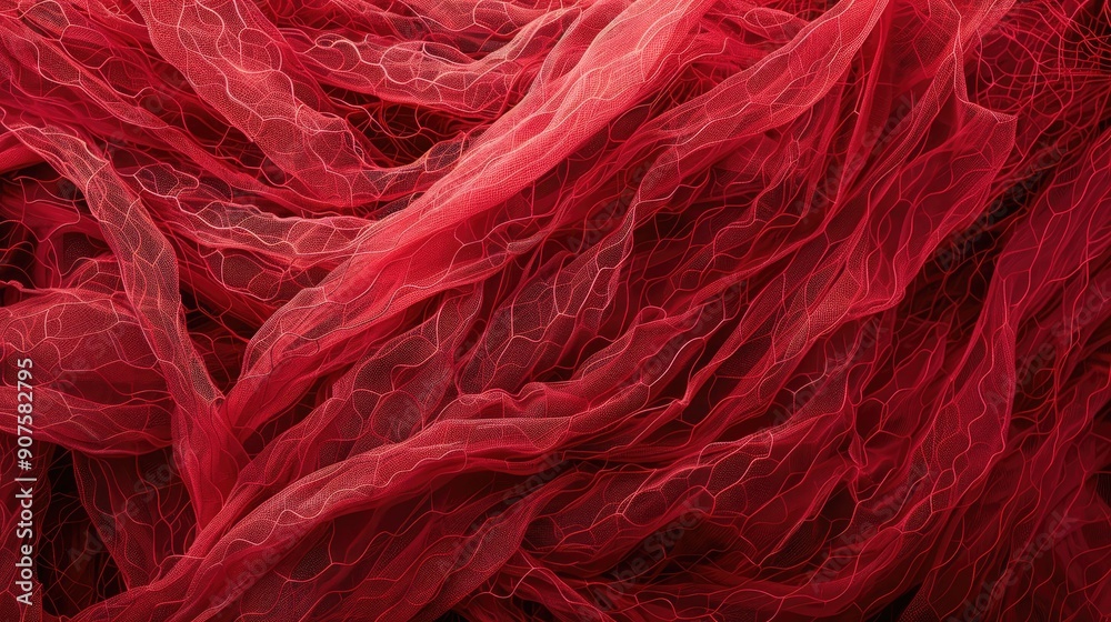 Fototapeta premium Background of tangled red fishing net