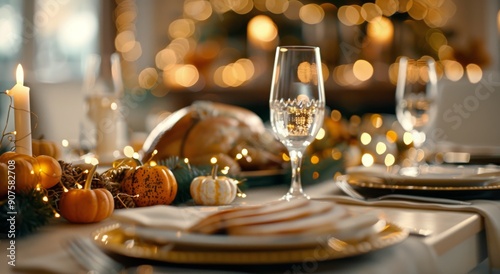 Elegant Autumn Table Setting With Wine and Seasonal Decor