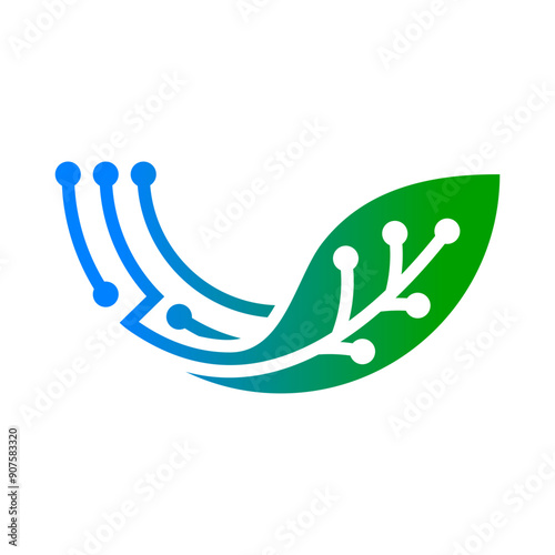Digital Leaf Vector Logo Design Template