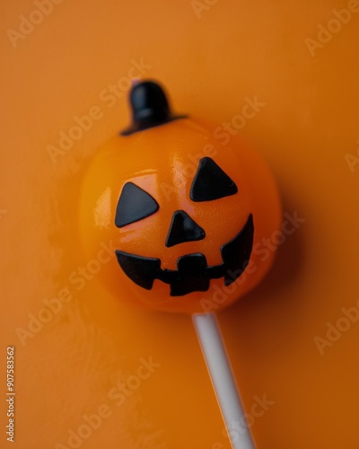 Halloween Pumpkin Cake Pop Decorated With A Smiling Face
