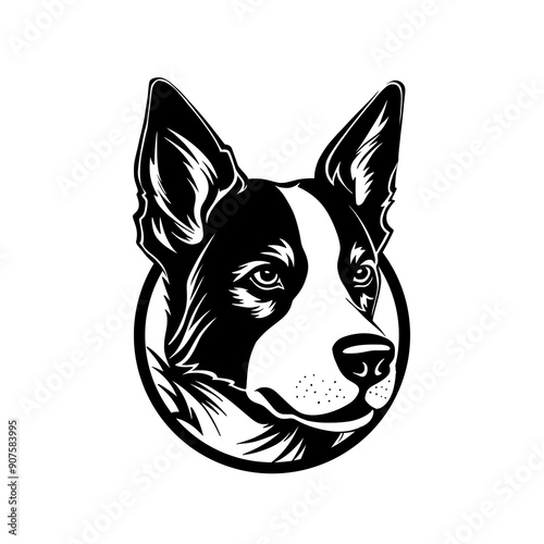Black and White Dog Head Logo Vector Illustration