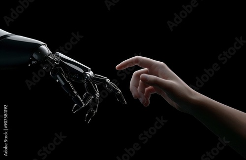 Human Touching Robotic Hand in Futuristic Setting