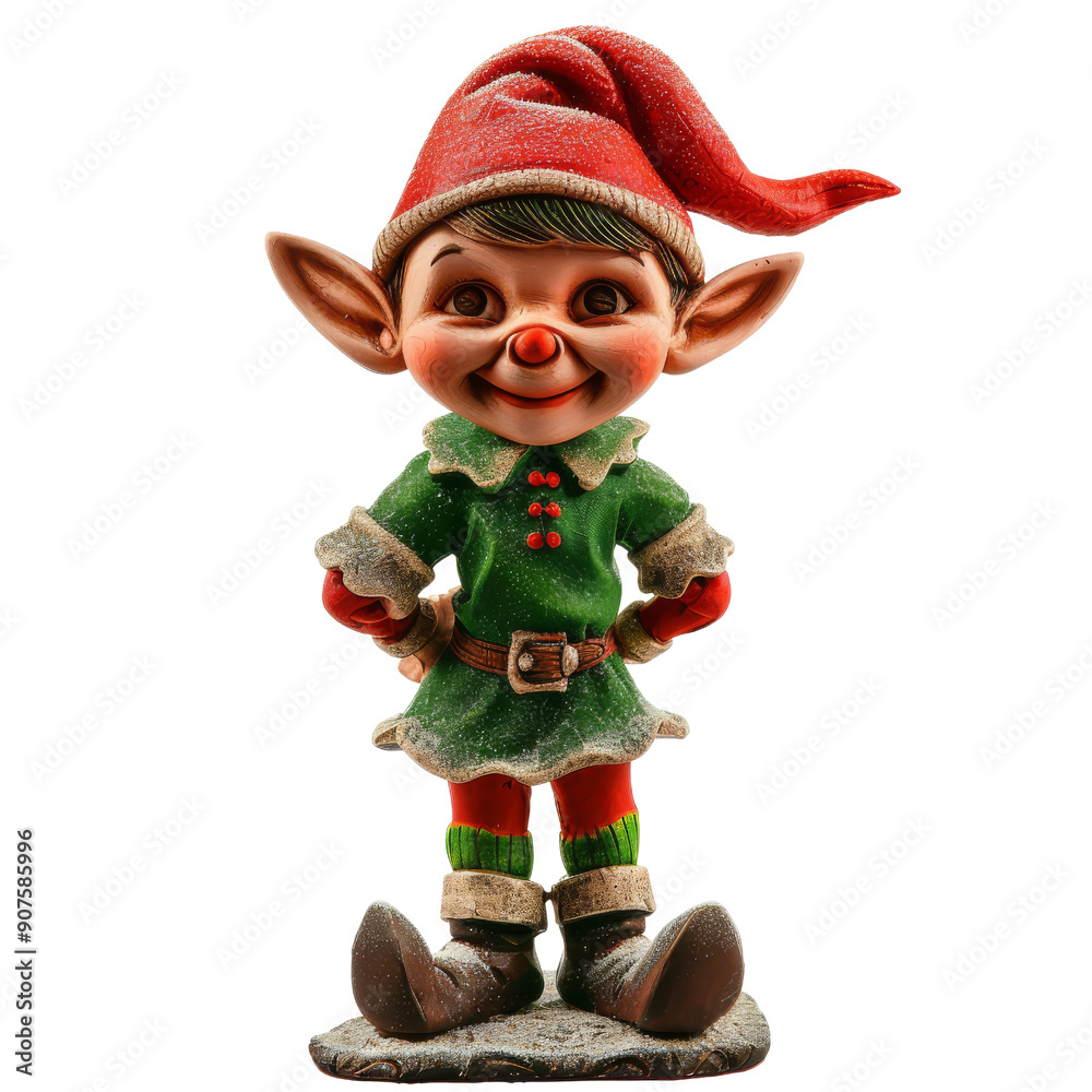 Cheerful elf figurine, smiling and ready for the festive season, perfect for holiday-themed projects and decorations. Cheerful elf figurine, smiling and ready for the festive season, perfect for holiday-themed projects and decorations.