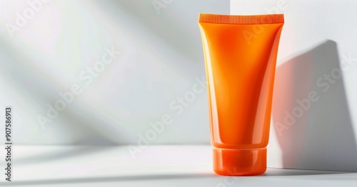 Bright Orange Tube of Cream Beautifully Lit in Bright Natural Light