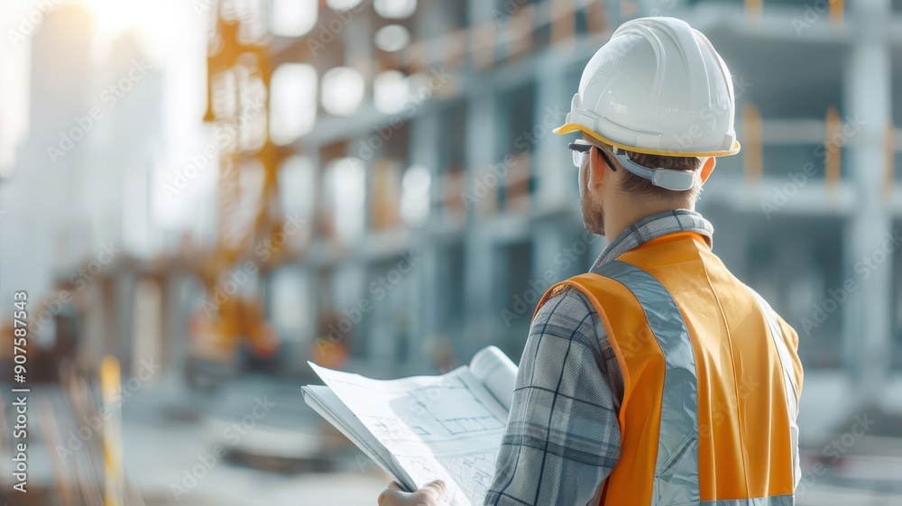 A civil engineer surveys a construction site with a keen eye for detail. A civil engineer surveys a construction site with a keen eye for detail.