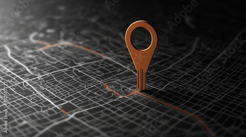 A gold pin marking a location on a detailed city map.