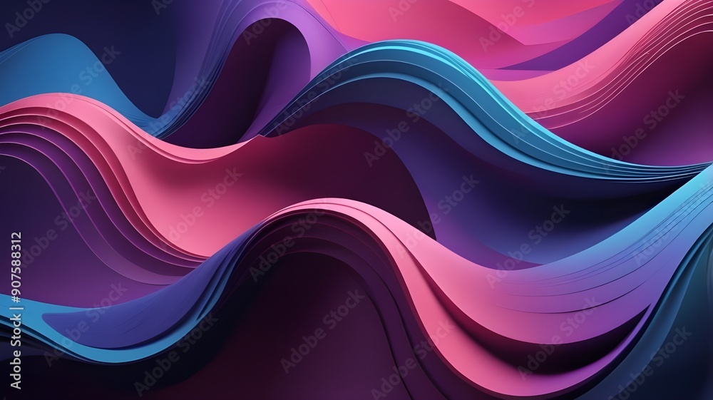 Abstract wave design with vibrant curves in pink, purple, and blue tones Abstract wave design with vibrant curves in pink, purple, and blue tones