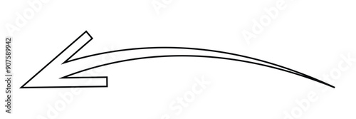 Horizontal long straight arrow signs. Black pointer, direction, position symbol and double arrow icon isolated on white background. Vector Illustration