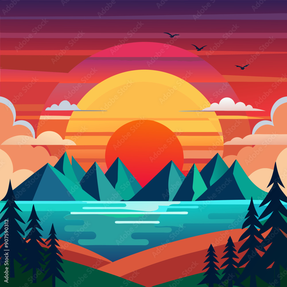 Amanecer Art vector illustration Amanecer Art vector illustration