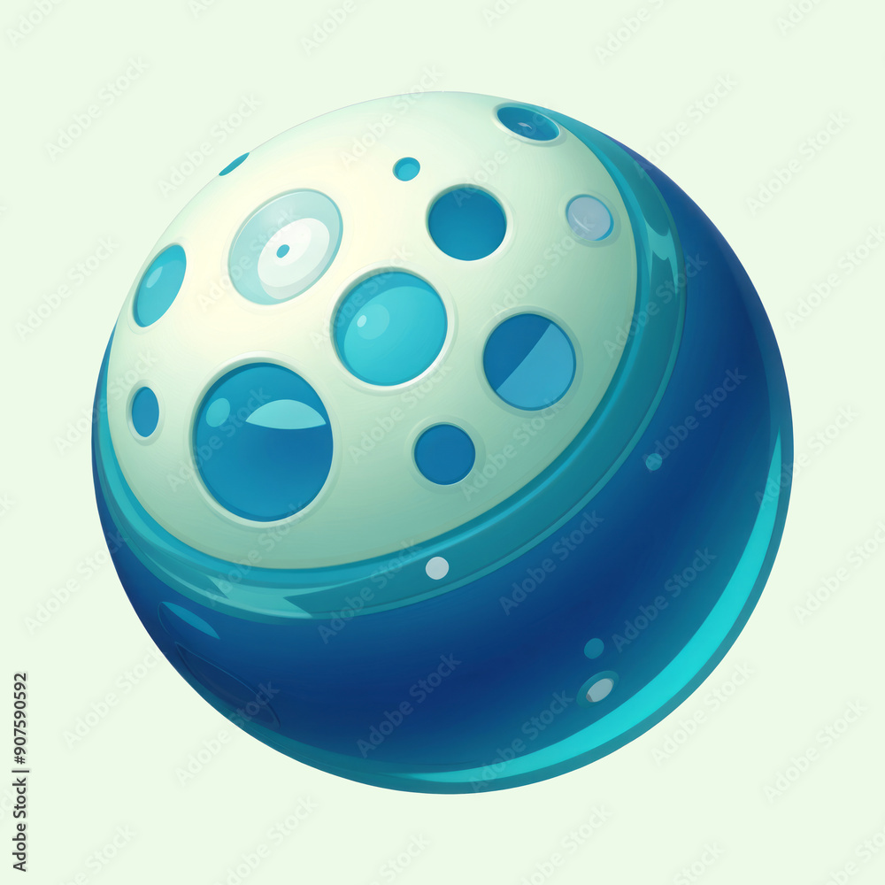 Blue Planet Icon Cartoon Illustration Blue Planet Icon Cartoon Illustration