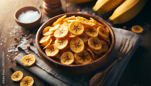Obraz na płótnie testy banana chips in the bowl