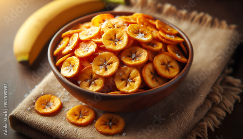Obraz na płótnie testy banana chips in the bowl