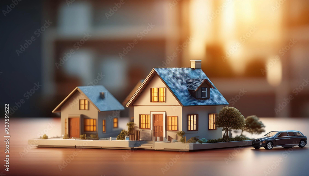 Model house with Apartment agency for real estate. Model house with Apartment agency for real estate.