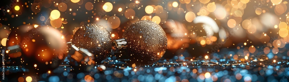 A stunning display of sparkling Christmas ornaments, creating a festive atmosphere with shimmering lights and vibrant colors. A stunning display of sparkling Christmas ornaments, creating a festive atmosphere with shimmering lights and vibrant colors.