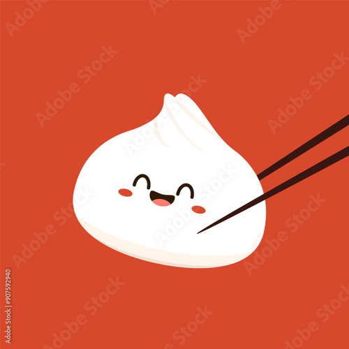 Chinese Steam Bun illustration vector. Asian food vector illustration. Baozi or bao is Chinese food.