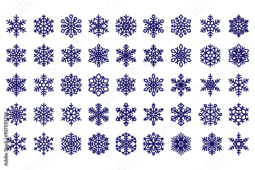 Snowflakes set for printing and laser cutting, vector.