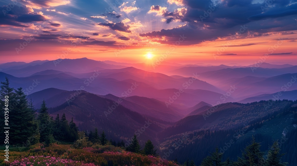 Obraz premium Sunrise in the Mountains