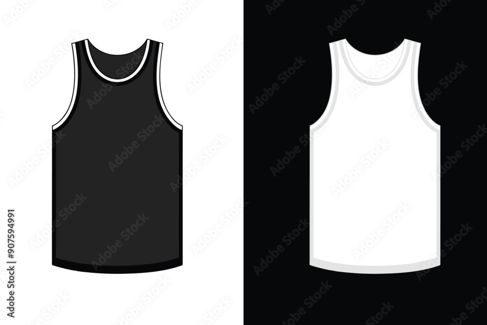 Black Color Men Tank Top Mockup with white Background Black Color Men Tank Top Mockup with white Background