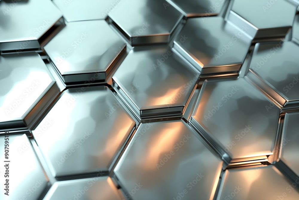 Abstract Background with Metallic Hexagonal Tiles Abstract Background with Metallic Hexagonal Tiles