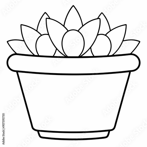 House Plant Coloring Page for Adults ball Art vector illustration
