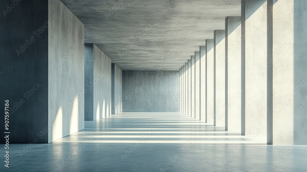 Abstract of architecture space with rhythm of circle concrete block and light and shadow of the sun,3D render, Generative AI Abstract of architecture space with rhythm of circle concrete block and light and shadow of the sun,3D render, Generative AI