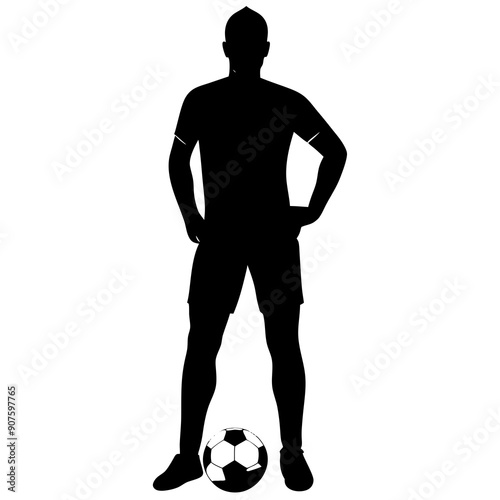 Man standing with soccer ball Art vector illustration