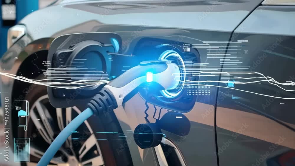 Electric Vehicle EV Charging Station Green Energy