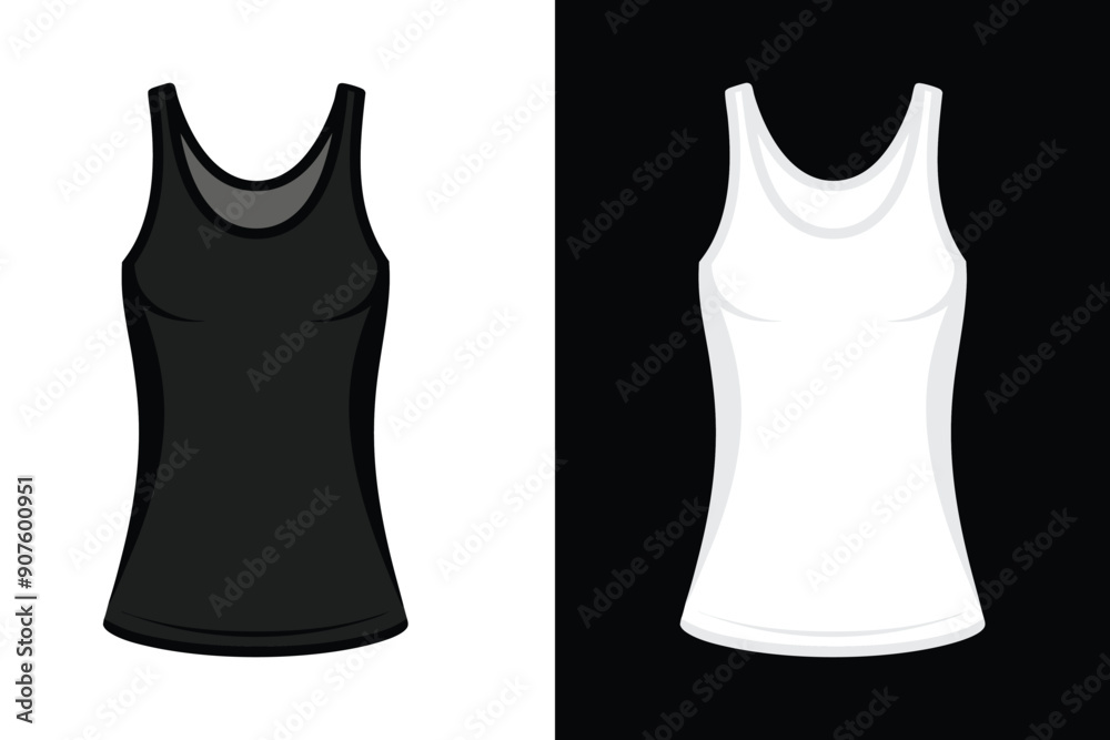 Black Color women Tank Top Mockup with white Background Black Color women Tank Top Mockup with white Background