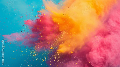 Holi color festival Celebrating dances Throwing colored powder Spring Festival