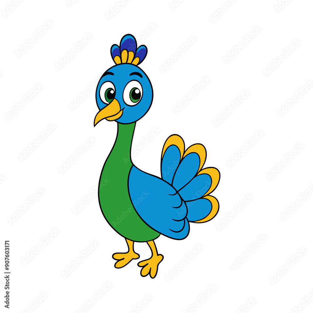 Kawaii peacock art vector illustration Kawaii peacock art vector illustration